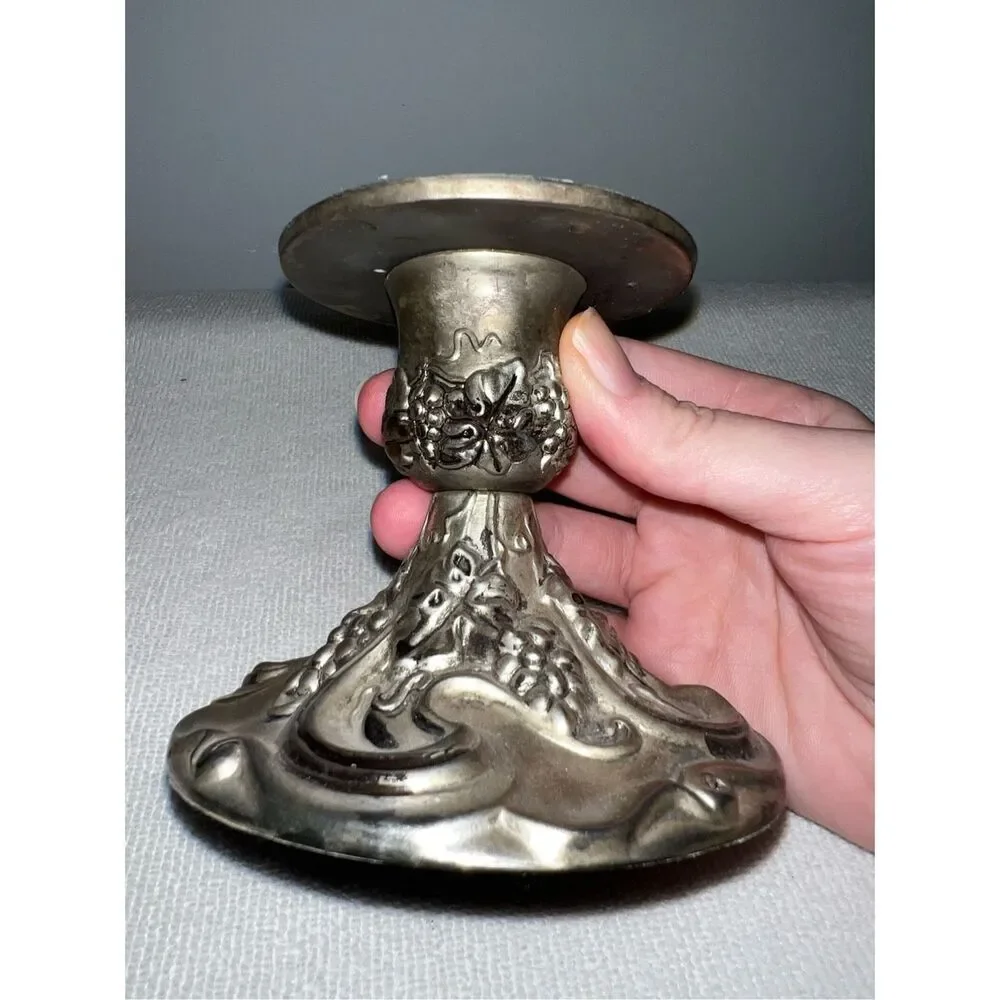 Silver Plated Pillar Candle Holder Round